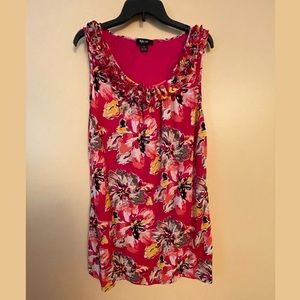 Pink floral dress with ruffles